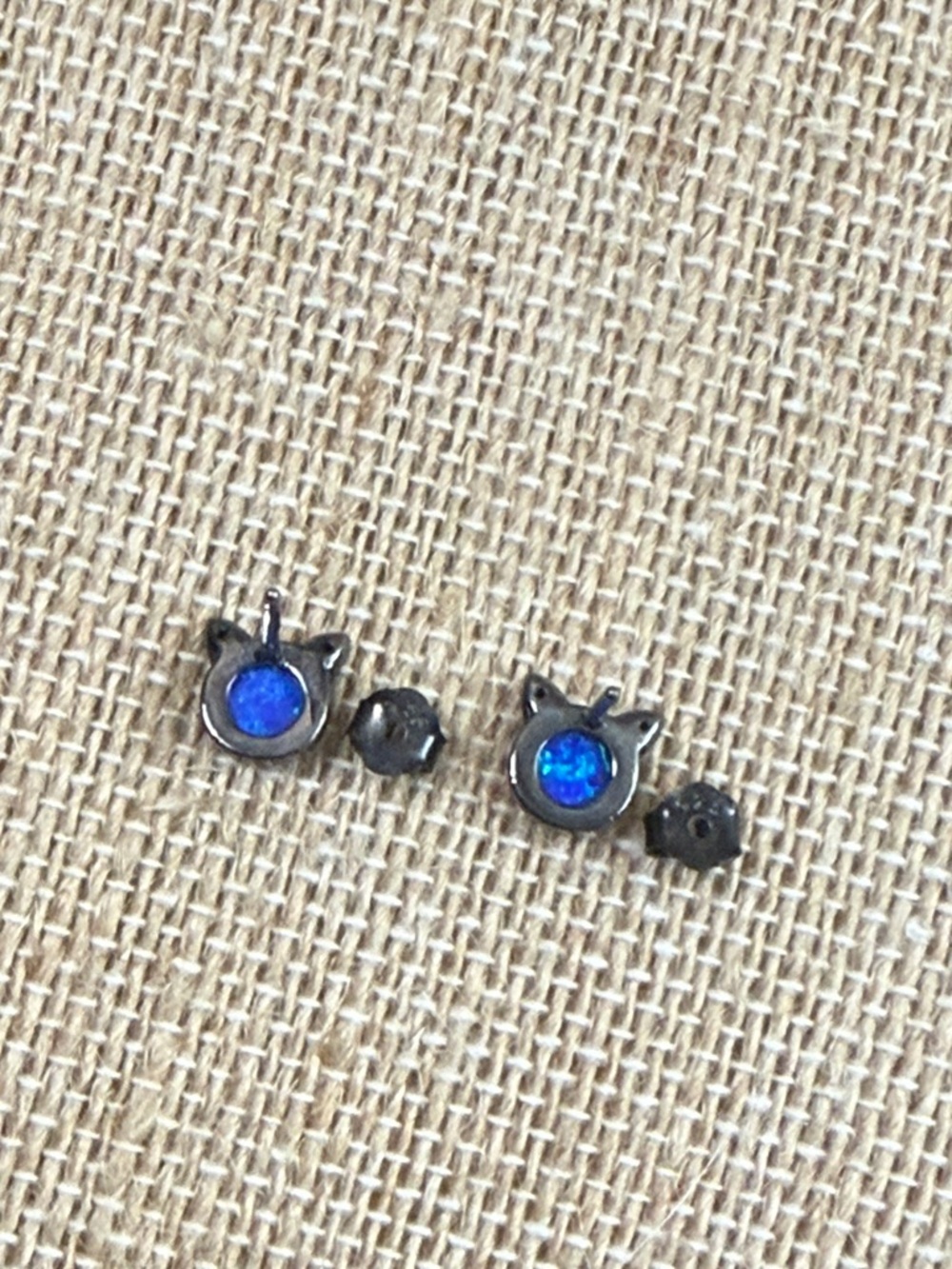 Blue Cat Ear Opal Stud Earrings - Women's Jewelry sterling 925 - Picture 5 of 5
